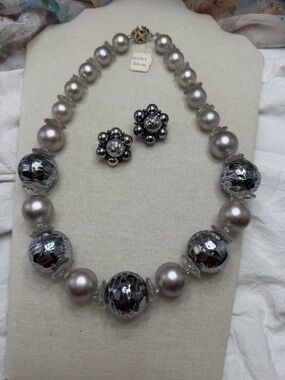 Vintage D’Orlan Beaded Necklace and Clip Earrings